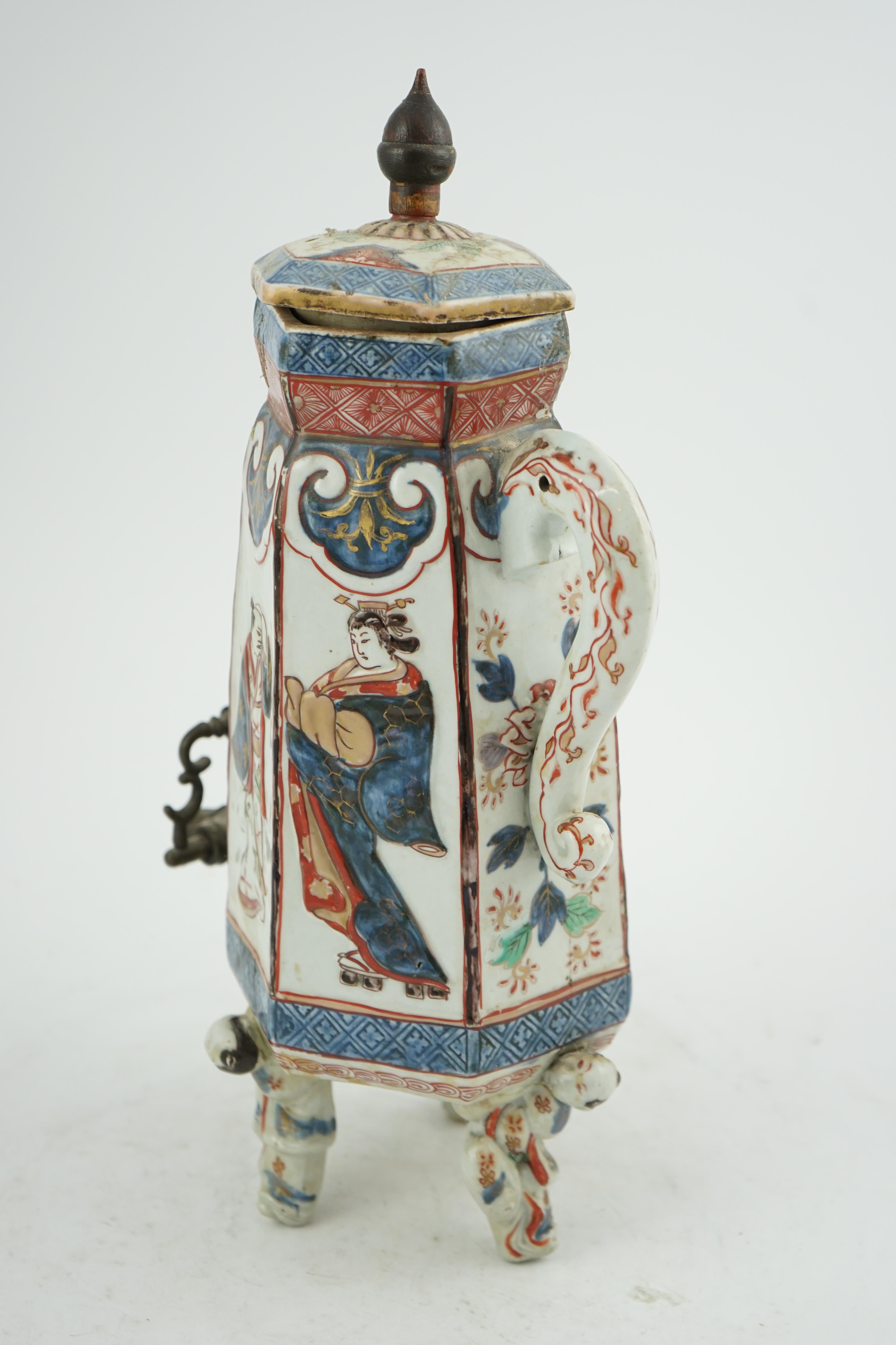 A Japanese Imari style coffee pot, Hizen ware, c.1700-1730